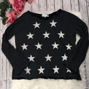 Wildfox Star Distress Graphic Pullover Sweatshirt